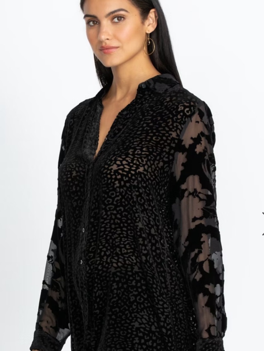 Johnny Was Audrey Burnout Velvet Blouse - L - NWT